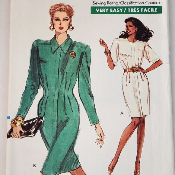 Vintage 80s Easy Very Vogue Career Sheath Dress Pattern 7297 Sz 6 8 10 Uncut - Picture 1 of 2